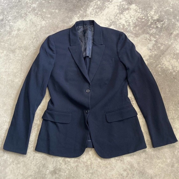 Agnona Blazer Womens‎ Size 10 Wool Blend Navy Blue 3 Button Closure